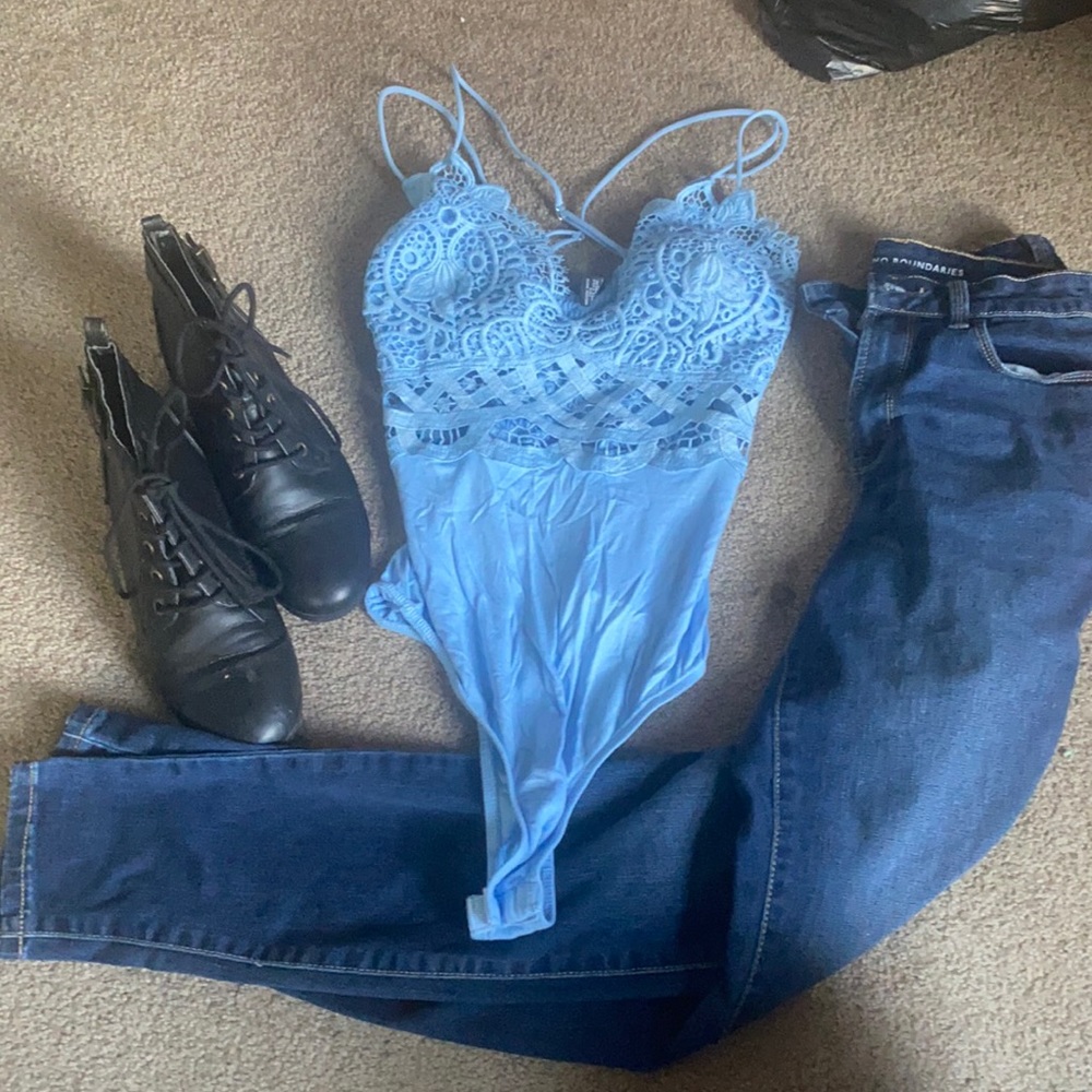 Light blue body suit